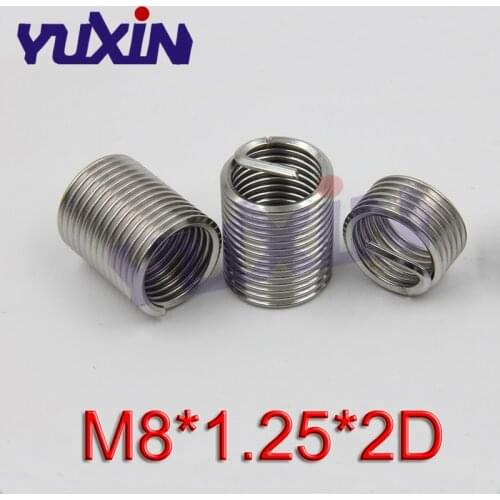 50pcs M8*1.25*2D Wire Thread Insert Stainless Steel 304 Wire Screw Sleeve M8 Screw Bushing Helicoil Wire Thread Repair Inserts