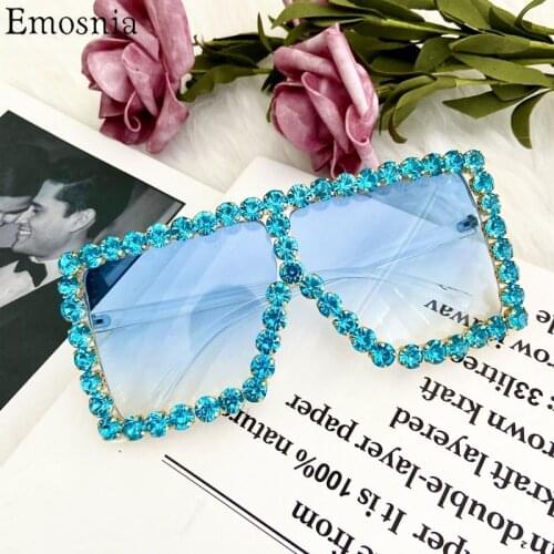 Big Diamond Square Sunglasses Oversize Rhinestone Color Vintage Sun Glasses Women Men Female Fashion Crystal Eyewear Top Quality