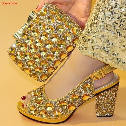 Doershow Latest Design Matching Italian Shoe and Bag Set.blue Wedding and Party African Shoes and Bag Set for lady!SXX1-30