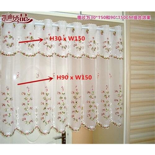 Half Curtain Embroidered Valance Lace Crochet gauze Flower Countryside Style Tulle for Cupboard Kitchen Cabinet Door Wallet