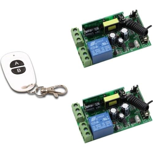 Hot Sale AC 85V 110V 220V 250V 1CH 10A Wireless Remote Control Switch 2*Receivers and Transmitter Garage Doors or Electric Door