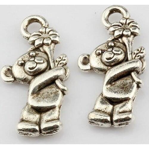 Hot ! 12 pcs Zinc Alloy 3D Bears Charm Pendants 19 x 9mm nm49