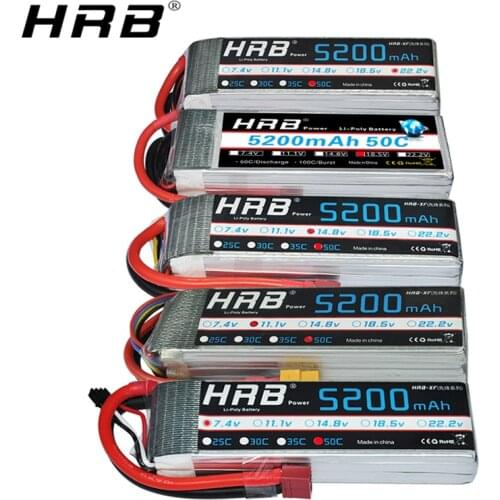 HRB 5200mah 3S 11.1V Deans T XT60 Lipo Battery 14.8V 50C 4S 5S 6S 7.4V 2S 18.5V 22.2V For Airplanes Catamaran Boats Car RC Parts