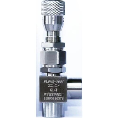 G 1/8" 1/4" NPT 1/2" 3/8" Stainless Steel 304 Needle Valve Micro Adjustment Valve WL94H-320P Angle Flow Regulating Valve 32MPA