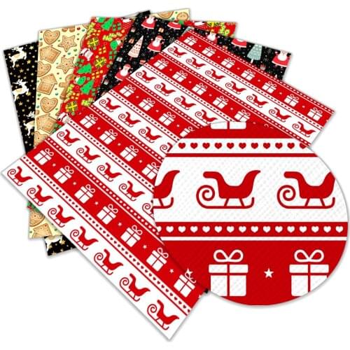 New Christmas Pattern Printed Synthetic Faux Leather A4 22 cm x 30cm for DIY Handmade Materials Leatherette Fabric L231 L232