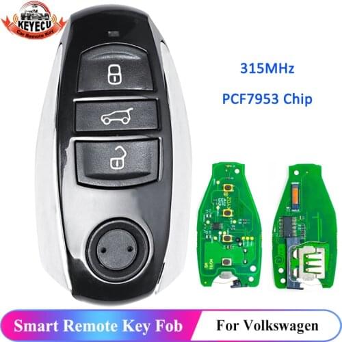 KEYECU 315MHz PCF7953 Chip 3 Button Replacement Smart Card Remote Key Fob for VW Volkswagen Touareg 2010 2011 2012 2013 2014