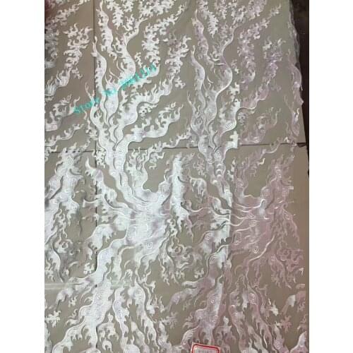 Pretty BZL-5719 embroidered tulle Lace Fabric White Color French Lace Fabric With top Quality
