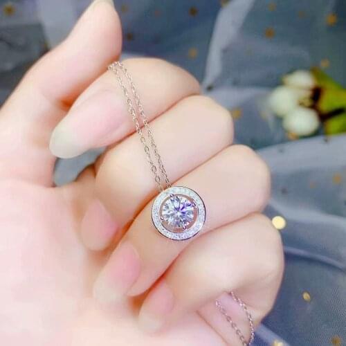 Classic crackling moissanite pendant for girl silver jewelry birthday gift shiny better than diamond fine ornament round