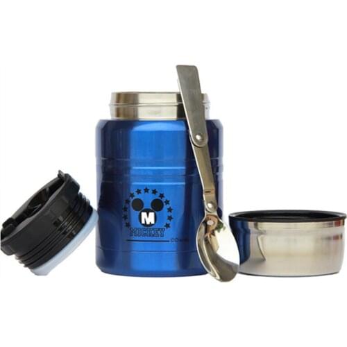 450mL 500mL Disney Mickey Lunch Box 304 Stainless Steel Vacuum Insulation Mug Children Portable Porridge Soup Steamer Pots
