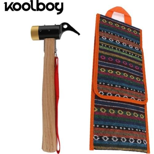 Multifunctional Outdoor Claw Hammer + Nylon storage bag hardness brass Wooden Handle Roofing Nail Hammer Wood repair Tools gift