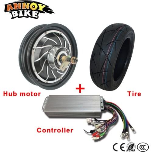 12 Inch 60v 72v 84V 96v Hub Motor 1000-3000W Hub Motor Kit With 120/70-12 Tire For Electric Motorcycle DIY Green Car DIY