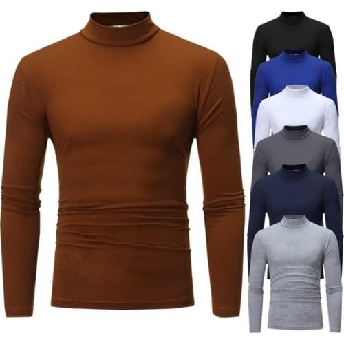 2020 new men winter Underwear Tops Spring Autumn Bottoming Long Sleeves High Elastic T Shirts Solid Casual Pullovers