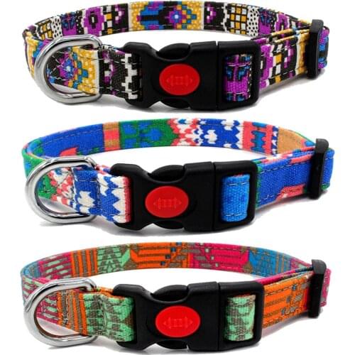 Print Dog Collar Nylon Pattern Adjustable Pet Collars for Dogs Cats Small Medium Large Puppy Collar with Safety Lockable Buckle