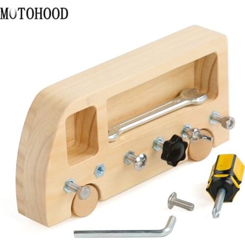 Busy Tool Bus Montessori Basic Life Skill Learning Educational Garden Screw Wooden Working Toolbox Toys Repair Carpenter
