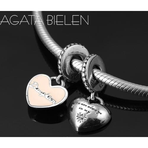 Mothers Day gift heart shape 925 Sterling Silver fine Pendants Beads Fit Original europeu Charm Bracelet Jewelry making