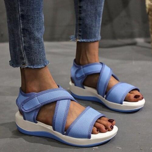 Summer Womens Sandals Platform Retro Shoes Woman Sandals Women Hook & Loop Casual Shoes For Women Open Toe Platform Ladies Shoe