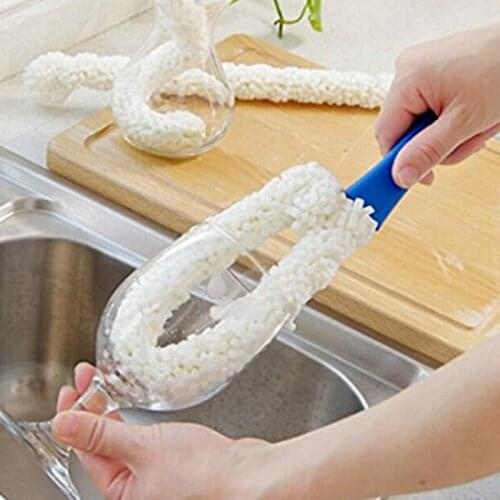 Bottle Cleaning Brush Cup Brush Flexible Kitchen Cleaning Tool Sponge Brush For Wine Glass Bottle Coffee Tea Glass Cup