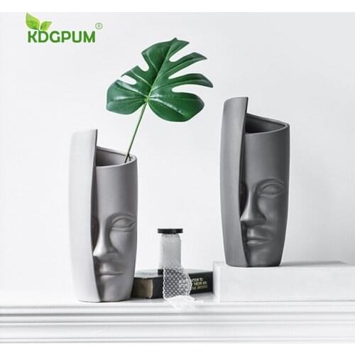 Modern Handmade Statue Ceramic Vase White Porcelain Figure Sculpture Flower Pot Nordic Creative Home Decoration Art Ornaments