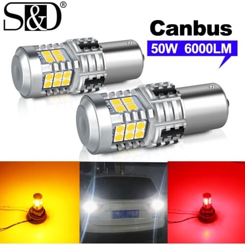 2Pcs Canbus P21W 1156 BA15S LED BAU15S PY21W Bulb 50W Car Turn Signal Light Daytime Running Lamp 6000K 12V White Red Amber