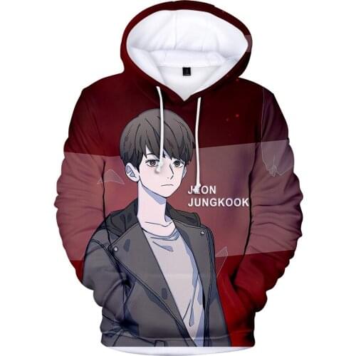 Harajuku Streetwear Hip Hop Cartoon Hoody Kpop 3D Hoodie Sweatshirts Men/women Long Sleeve 3D Hooded Tops Female K Pop Clothes