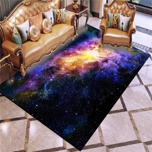 High Quality Crystal Short Plush Printing Dream Nebula Infinite Edge Home Decorative Carpet Anti Slip Anti Ash Absorbent Pad