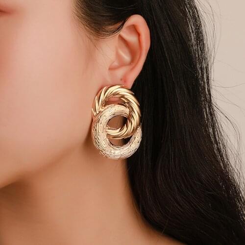 Yobest New 2019 Gold Irregular Metal Earrings Big Simple Punk Earrings For Women Party Wedding Fashion Metal exaggerated Jewelry