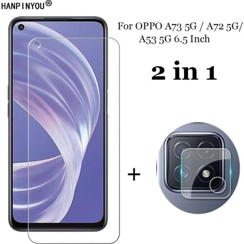 2-in-1 For OPPO A73 / A72 / A53 5G 2020 6.5" Camera Lens Protection Film + Front Clear Tempered Glass Screen Protector