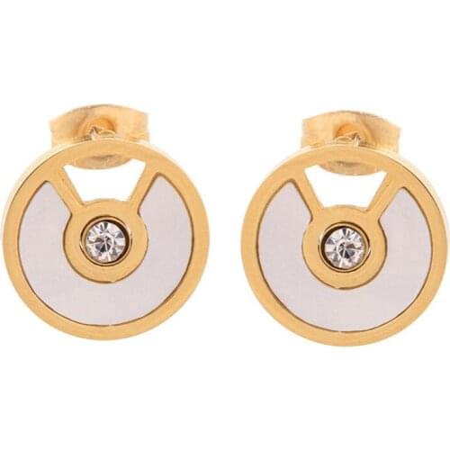 2021 Sale Fashion jewelry Female Crystal from Swarovskis Gold Titanium Steel Stud Earrings with Zircon Shell Simple temperament