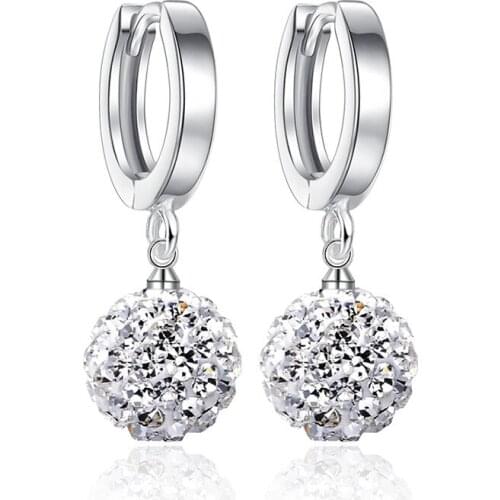 100% 925 sterling silver fashion round ball ladies`clip earrings women jewelry female gift drop shipping cheap birthday