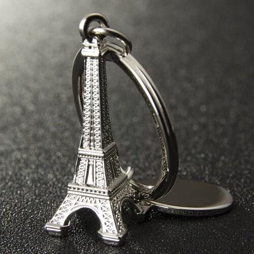Hot Sale 32mm Ring Creative Gift Keychain Eiffel Tower Keyring ,40mm Length Eiffel Tower Pendant