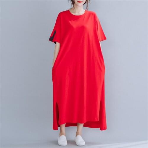 2021 New Arrival Pure Cotton Loose Summer Dress Print Letter Korea Fashion Preppy Style Chic Shirt Dress Women Casual Long Dress