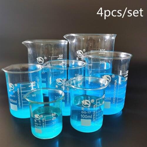 1set Low Form High Borosilicate Glass Beaker Chemistry Container Experiment Labware For School