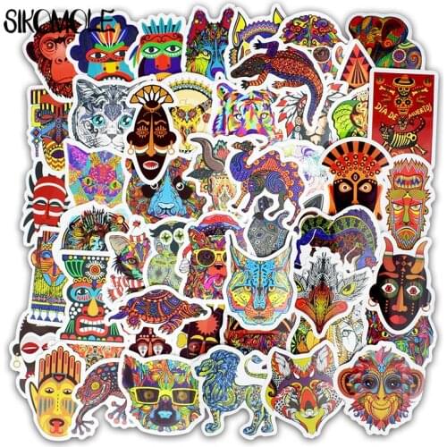 50pcs Ethnic Totem Sticker Animal Mandala Bohemian Tribal Mask Tattoo Decor Stickers to DIY Luggage Laptop Travel Case Guitar F5