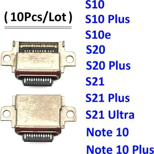 10Pcs/Lot, Type-C USB Charger Jack Connector socket Data charging port tail plug For Samsung Galaxy S10 S20 S10e Note 10 Plus