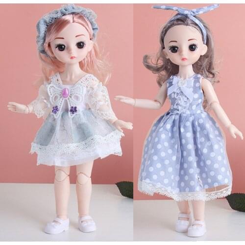 12 Inch Movable Joints Kawii Cute BJD Doll Dress Up With Fashion Clothes Skirt Court Dress Bunny Skirt Jeans for Girls Toys Gift