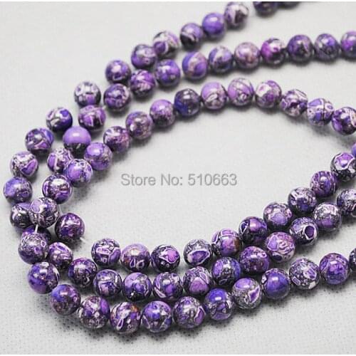 144 Pieces/Lot,Purple Turquoisee Synthetic Material,Loose Gem Stone Beads Accessories, Size: 8mm