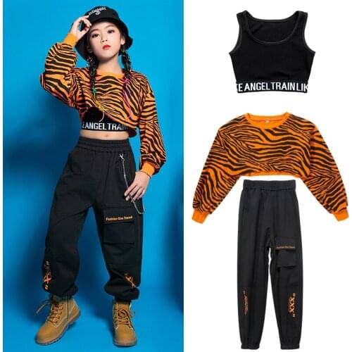 2021 New Hip Hop Dance Costumes For Girls Leopard Tops Hiphop Pants Suit Jazz Street Dance Outfits Performance Costumes DN8289