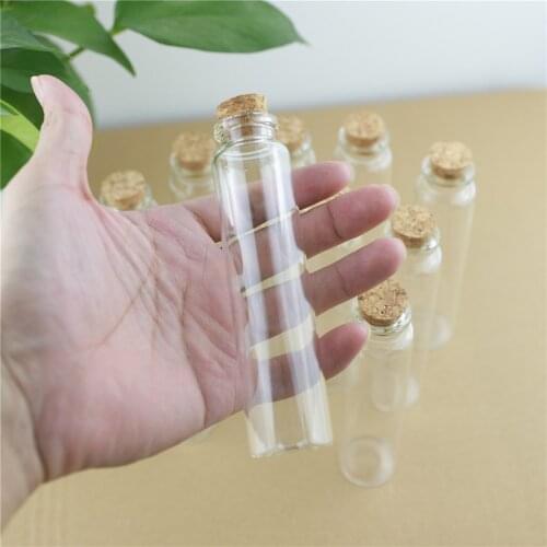 24pcs/lot 30*120mm 60ml Small Glass Jars Crafts Cork Glass Bottle Stopper Transparent Empty Vial Test Tube Wedding Decoration