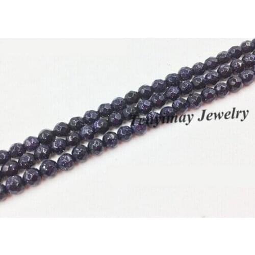 4mm Faceted Blue Sand Stone Beads Fit Bracelet, Necklace DIY Jewelry Loose Beads 5 Strands Wholesale