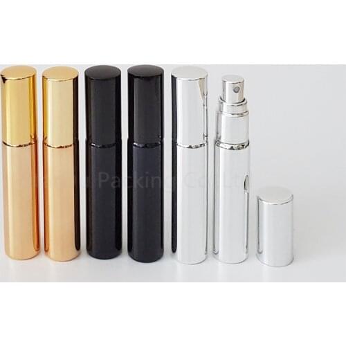 48pcs/lot 10ml gold/silvery/ black glass bottle with sprayer, 10cc Essential Oil Spray Glass Bottle perfume bottles