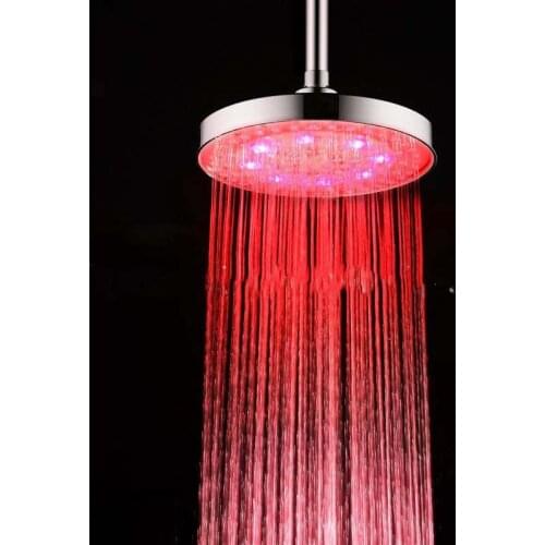 8 Inch LED Round Top Spray Shower Head Three Color 360 Rotation Adjustable Sprinkler Control Temperature Change Color Change