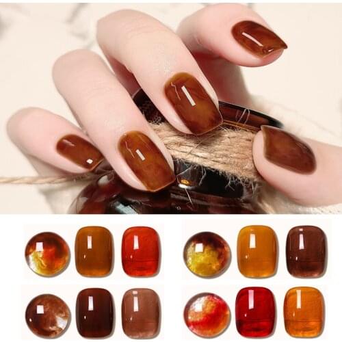 8ML Dull Color Nail Gel Polish Translucent Manicuring Nail Enamel Amber Crystal Gel Soak Off Jelly UV LED Gel Semi Permanent