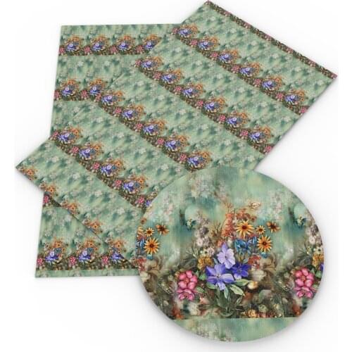 David accessories 20*33cm Floral Printed Faux Synthetic Leather For Bow-knot bags Wallet Phone Cover Scrapbook DIY,1Yc13819