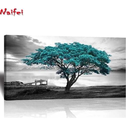 Diamond Embroidery Large Blue Tree Black And White Home Decoration Diy Diamond Painting Cross Stitch Mosaic Sticker
