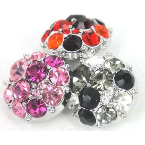 Free shipping Mini 1.2cm CZ stone DIY button metal charms 3 color mix
