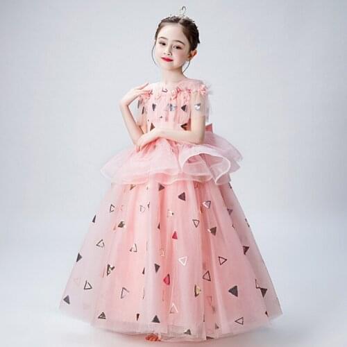 2019 Perfect Applique Beading Flower Childrens Elegant Dresses for Girls Dresses for the Communion Ceremony