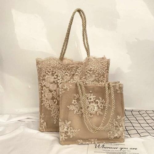 Designer Champagne 2021 New Luxury Lace Silk Ladies Shoulder Bag for School Shopping Travel Handbag Luxury Handbag Lady Bag