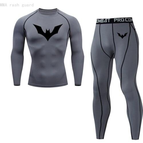 Mens Sports underwear set Jogging suit Compression Tights Fitness leggings 2 piece Tracksuit rash guard Male bodybuilding suit