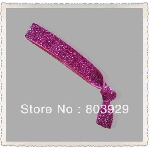 Elastic Pink Glitter Ribbon Hair Ties 5/8" Stretch Metallic Velvet Ribbon Hair Tie Women Hair Tie