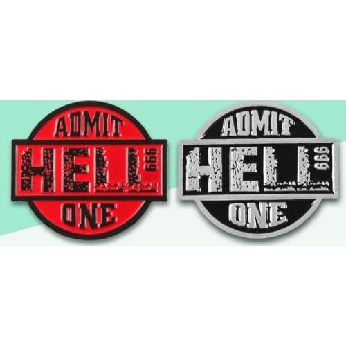 Retro Red Round Black Enamel Pins "Admit Hell One" Letter Badges Clothes Backpack Badge Jewelry Gift Accessories